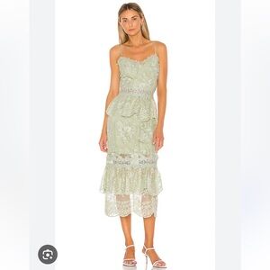 V. Chapman Lace Midi Dress in Light Green